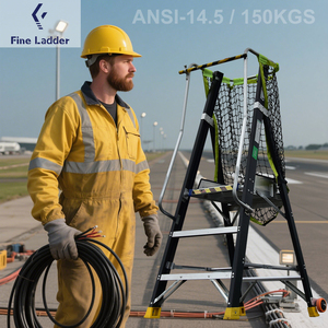 Escabeau <span class=keywords><strong>pliant</strong></span> isolé en fibre de verre avec plateau à outils Echelles à plate-forme en aluminium FRP robustes pour entreprise électrique - Product Image 1