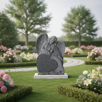 Monument commémoratif en granit noir en forme d'ange incliné, pierre naturelle pour extérieur, pierre tombale