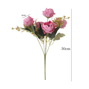 Fleurs artificielles en soie Ruilisi, pivoine à 5 têtes, jaune automnal, décoration florale pour la maison - Product Image 5