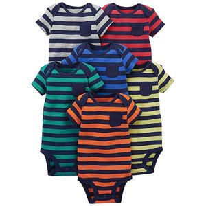 ชุดหมีแขนสั้นสำหรับเด็กทารกผ้าคอตตอน100% ถักลายทางโลโก้ได้ตามต้องการฤดูร้อน - Product Image 3