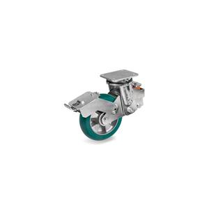 TELLURE ROTA-Roues en polyuréthane TR-ROLL 627004 avec profil rond ergonomique, centre en aluminium, plaque supérieure à ressort pivotant - Product Image 1