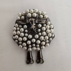 Broche Épinglette Mouton Doré en Métal Coloré avec Perles et Émail, Motif Animal Mignon, Style Kawaii Unisexe pour Vêtements - Product Image 2