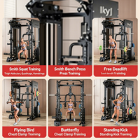 Máquina Smith, Rack de Sentadillas, Cable Crossover, Jaula de Potencia Multifunción, Entrenador para Gimnasio en Casa