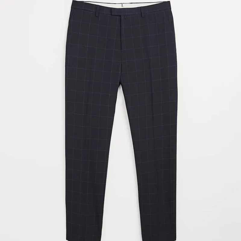 High Quality Custom Size Slim Men's Pants Suit Trousers Classic Business Casual Formal Wear Black Mens Plaid Pants