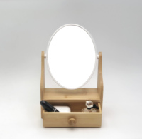 HANXIN — miroir de maquillage Portable en bois bambou, écologique, personnalisé, loupe, avec rangement de bijoux, Portable, 1 pièce