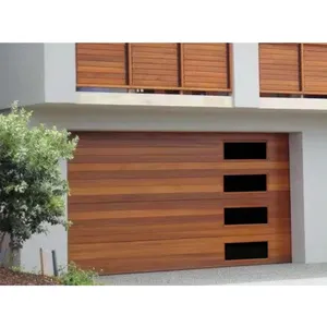 Puerta de garaje automática residencial aislada de espuma PU de lujo de 16x7 con ventanas
