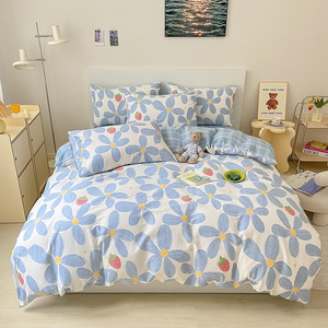 Couette AB 100% Coton Sergé Hypoallergénique Réversible Écologique 200TC Style Européen et Américain Imprimé Floral Frais pour Maison et Hôtel - Product Image 4