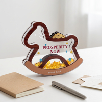 Cheval à bascule en acrylique personnalisé, figurine décorative porte-bonheur, thème prospérité, décoration de bureau, cadeau promotionnel, vente en gros