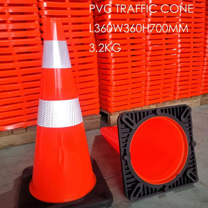 Cône de signalisation routière flexible en PVC de 700 mm (28 pouces) pour la construction, la conduite, les allées, le stationnement et la sécurité routière - Product Image 1