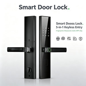 Glomarket Apartment Tuya WiFi Smart Handle <b>Lock</b> Biometric Fingerprint Keypad <b>Lock</b> APP Remote Access Home Security <b>Lock</b> - Product Image 1