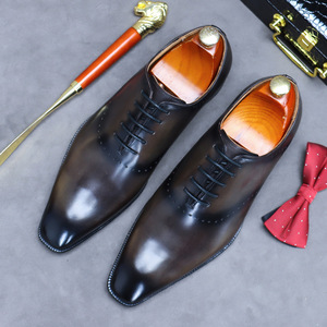 Zapatos de cuero para hombre, estilo Oxford, vintage, con cordones, hechos a mano, de cuero británico de grano completo, calzado formal de vestir. - Product Image 1