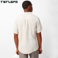 Chemise décontractée d'été pour homme, plissée, personnalisée, écologique et durable, 100 % coton, à manches courtes et unie