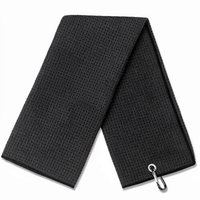 Serviette de golf gaufrée à motif personnalisé, brodée, épaisse, 3 couleurs (bleu/gris/bleu foncé), avec clip – Meilleure vente