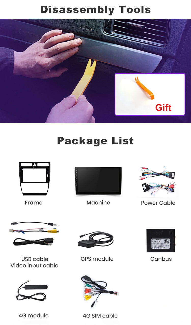 Autoradio Car Radio For Audi A6 C5 1997-2004 2din Multimedia Video GPS Navigation Carplay Android Stereo Headunit