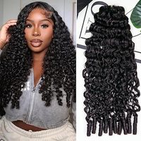 Extensiones de Cabello Rizado Profundo con Nudos Milagrosos, Cabello Humano Pre-Separado, Extensiones de Cabello de Ganchillo con Plumas y Trenzas Boho, Tendencia 2026