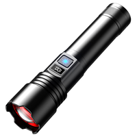 Lampe torche LED super lumineuse blanche 20W avec zoom, en alliage d'aluminium, rechargeable par USB, affichage numérique de la batterie, pour le camping en plein air et les situations d'urgence