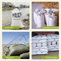 Sac de sable en polypropylène tissé de 25 kg, blanc, personnalisé, durable, sac de sable PP pour la lutte contre les inondations, pour la prévention des inondations