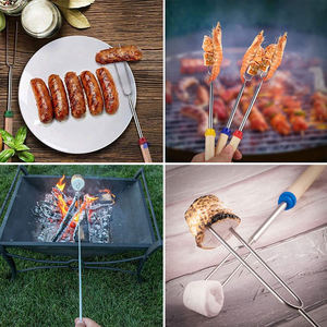 Juego de tenedor para asar malvavisco de acero inoxidable al por mayor, pincho de <span class=keywords><strong>kebab</strong></span> de doble palo de barbacoa extensible para barbacoa - Product Image 6