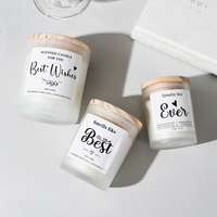 Bougie d'aromathérapie en verre givré, faite à la main, en cire de soja, sans fumée, texture premium, couvercle en bois, pour la fête des pères, Diwali, Noël, usage domestique