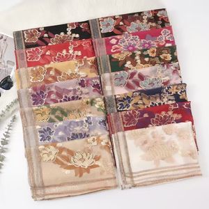 Damen Langer Echter Seiden-Acryl-Klebe-Schal mit Blumenmuster-Stickerei Digital Bedruckt Atmungsaktiv Antibakteriell Einfarbig - Product Image 6