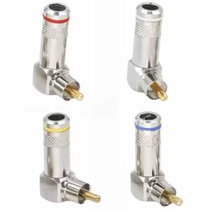P737 Conector de ángulo recto RCA tipo L Codo de 90 grados Enchufe de loto sin soldadura Audio de línea de diferencia de color AV - Product Image 1