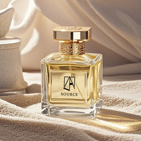 Flacon de parfum en verre vide de luxe, carré, 30 ml, 50 ml, 100 ml, flacon de parfum vaporisateur avec bouchon doré, logo personnalisé, flacon de parfum en verre