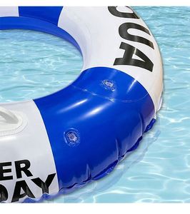Striped Double Airbag Swim Ring Adult <b>Inflatable</b> Arm <b>Floats</b> for Water Safety with Handles - Product Image 3