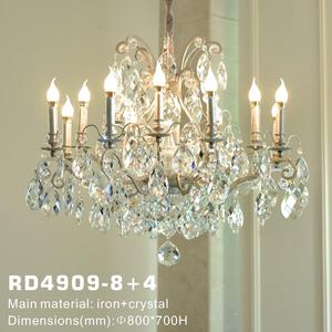 Lampadario in Cristallo Vintage Francese Personalizzabile in Lega Argento Antico Stile Shabby Chic per Camera da Letto di Lusso - Product Image 1