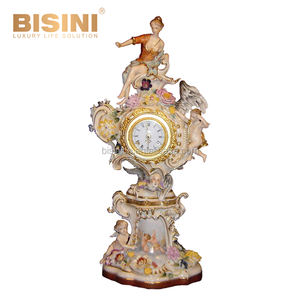 Reloj de Mesa Decorativo para el Hogar, Estilo Europeo Real, Montado en Bronce Dorado, con Adornos de Porcelana en Colores Arcoíris, Diseño de <span class=keywords><strong>Doncella</strong></span> de <span class=keywords><strong>la</strong></span> Cosecha - Product Image 6