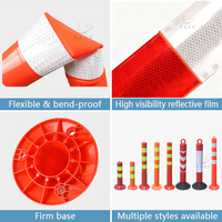Poteau de signalisation routière en plastique PU/TPU personnalisé, flexible, réfléchissant, pour délimitation de circulation