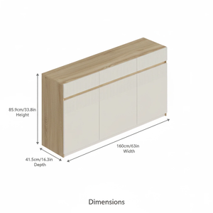 Meuble de salon élégant en bois avec 3 portes, éclairage et design à lattes, armoire de rangement pour salon - Product Image 5