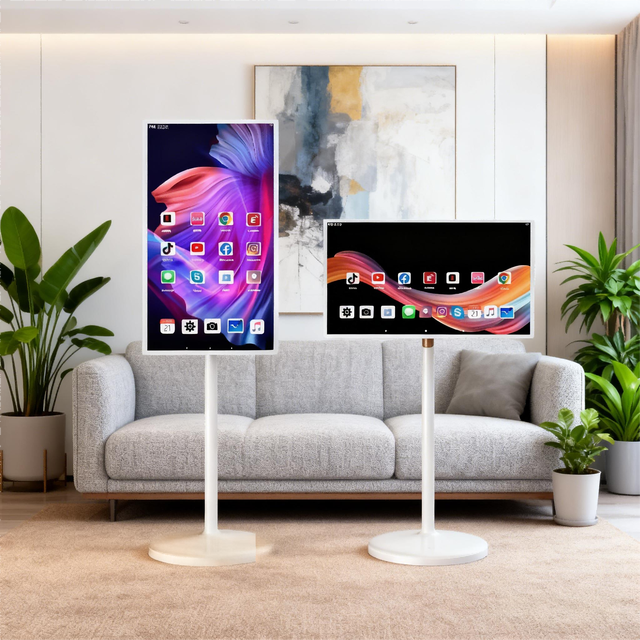 Multi-functional 32 Inch Android Os Indoor Smart Interactive Display Portable Tv With 5h Battery Wireless Moveable Monitor
