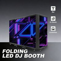 Cabina de DJ Plegable de 6 Paneles con Pantalla LED P3.91 mm, Barras de Montaje Móviles Personalizadas, Escenarios para DJ, Exhibiciones, Pantalla LED Plegable para DJ