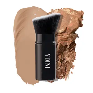 YDINI Professional New Design Single Soft Face Makeup Retractable Black Kabuki Brush with Aluminum Handle
