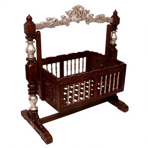 Luxury Wooden Baby Cradle <b>Swing</b> UK Hand-Carved Wooden Maharaja Baby Cradle Baby Shower Decorative Wooden Palna <b>Swing</b> Australia - Product Image 3