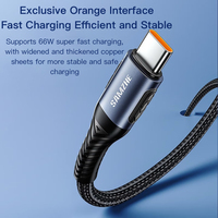 Cable de Carga SAMZHE de 2m, 66W, USB-A a Tipo-C, Carga Rápida de 6A, Cable de Datos Trenzado para iPhone, iPad, Banco de Energía y Dispositivos USB-C