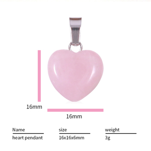 16mm các loại đá quý tự nhiên hạt quyến rũ chữa bệnh tăng thạch anh tinh thể trái tim Mặt dây chuyền handmade đồ trang sức độc đáo Làm Vòng Cổ - Product Image 2