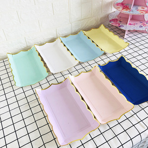 Ensemble de vaisselle de décoration de fête, nouvelles assiettes rectangulaires jetables pour fruits - Product Image 5