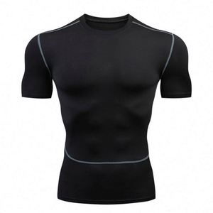 T-shirt de compression à manches courtes pour homme, coupe ajustée, col rond, séchage rapide, idéal pour la course à pied, le cyclisme, la musculation et l'entraînement en salle de sport - Product Image 3