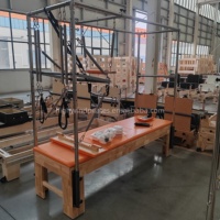 Reformer Cadillac Profesional de Madera de Roble para Pilates - Equipo de Gimnasio Multifuncional Ajustable para Estudio de Pilates