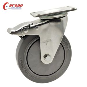 Mittelschwere <span class=keywords><strong>3</strong></span>/4/5 Zoll Industrie platten rollen mit 75mm drehbaren Brems stahl gummi rädern Nylon/PP/PU/TPR OEM anpassbar - Product Image 3