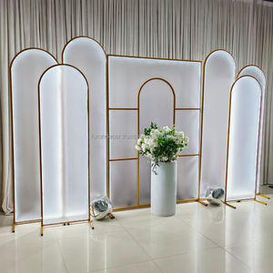 Panel Decorativo de Fondo LED de Hierro Directo de Fábrica, Biombo Iluminado Dorado Personalizable al por Mayor para Fotografía de Bodas - Product Image 1