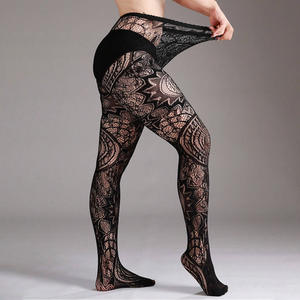 Collants Jacquard Rétro de Luxe pour Femme, Sexy, Noirs, Creux, en Résille Unie, Respirants, Haute Cuisse - Product Image 6