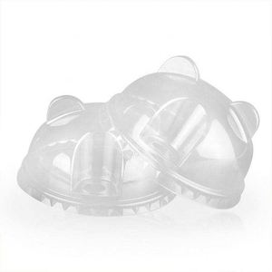 Factory Disposable 98mm 95mm 90mm Transparent PET Panda Lid Juice Cup Lid for MilkTea Smoothie Cup - Product Image 3