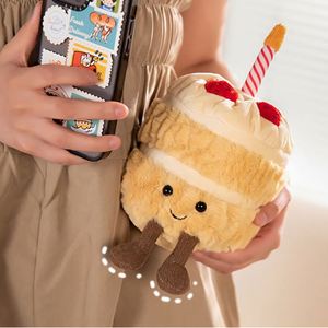 Jouet interactif musical d'anniversaire avec lumières, gâteau en peluche doux avec couronne et carte, cadeau amusant pour les fêtes d'enfants - Product Image 5