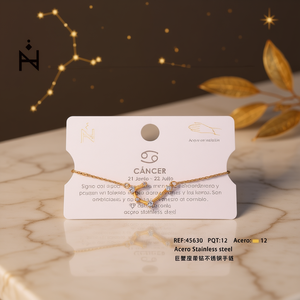 Bracciale in Acciaio Inossidabile con Diamanti Segno Zodiacale Cancro, Catena 12mm, Gioielli Astrologici - Product Image 3