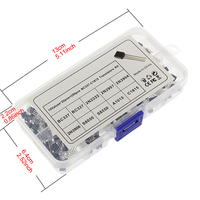 200PCS Transistors à diode TO-92, 10 spécifications, 20 de chaque : 2N2222, 2N2907, 2N3904, 2N3906, S8050, S8550, A1015, C1815, BC327, BC337
