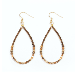 Natural Stone Beads Hoop <b>Earrings</b> <b>Handmade</b> <b>Earring</b> Jewelry Custom Ready to Ship - Product Image 2