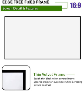 Pantalla de Proyección HEYU de 150 Pulgadas con Marco Fijo, Formato 16:9, Color Blanco Mate, Ganancia de 1.0, Bisel Delgado, Largo Alcance, Montaje en Pared, <span class=keywords><strong>Cine</strong></span> en Casa - Product Image 2