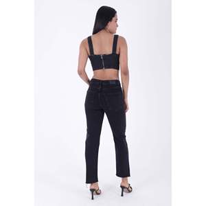 Jeans de Cintura Alta y Corte Bootcut para Mujer, Talla Grande XL, Corte Holgado, Estilo Mom, Adornados con Gotas, Pantalones Vaqueros Boyfriend con Logotipo - Product Image 3